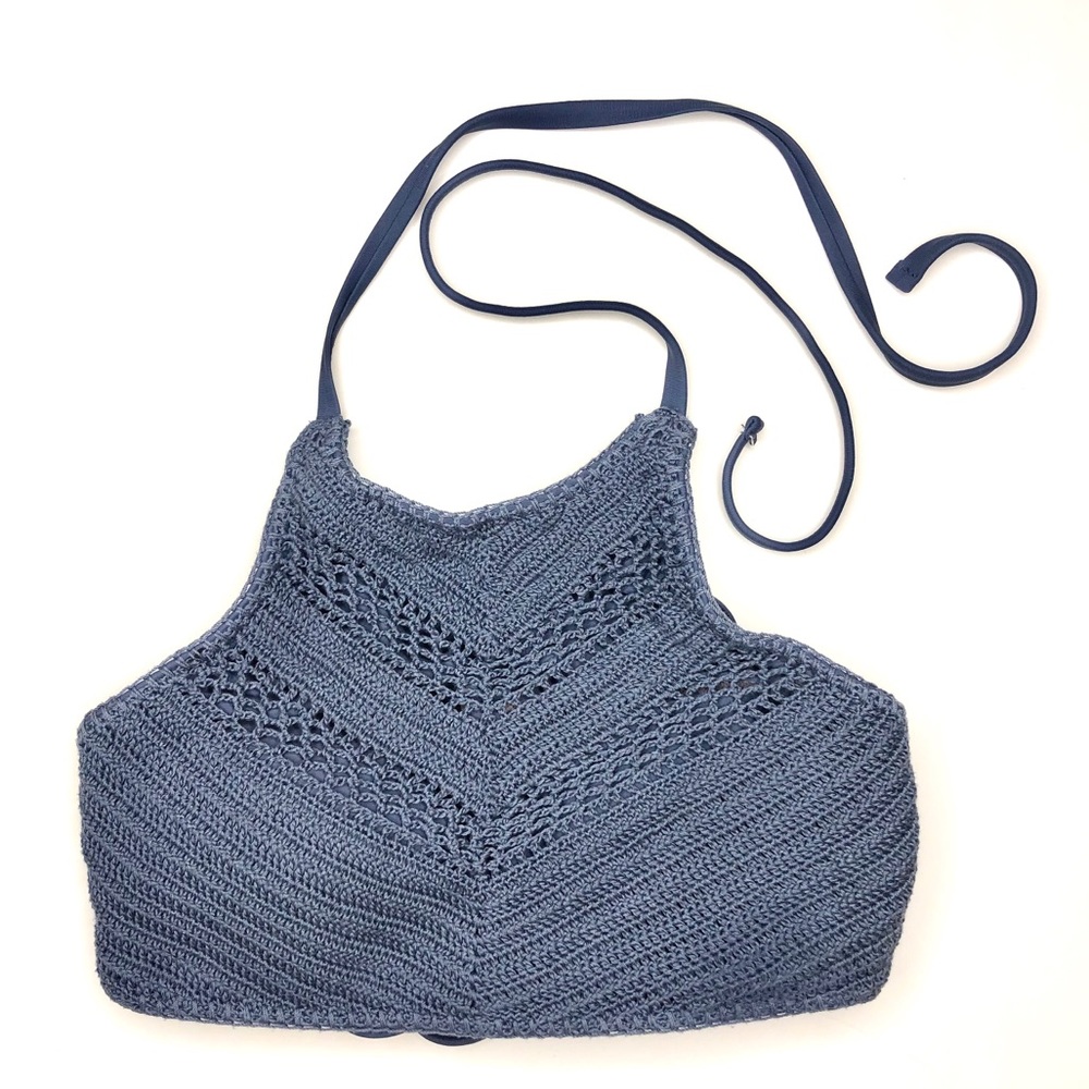 Xhilaration slate blue crochet halter bikini top